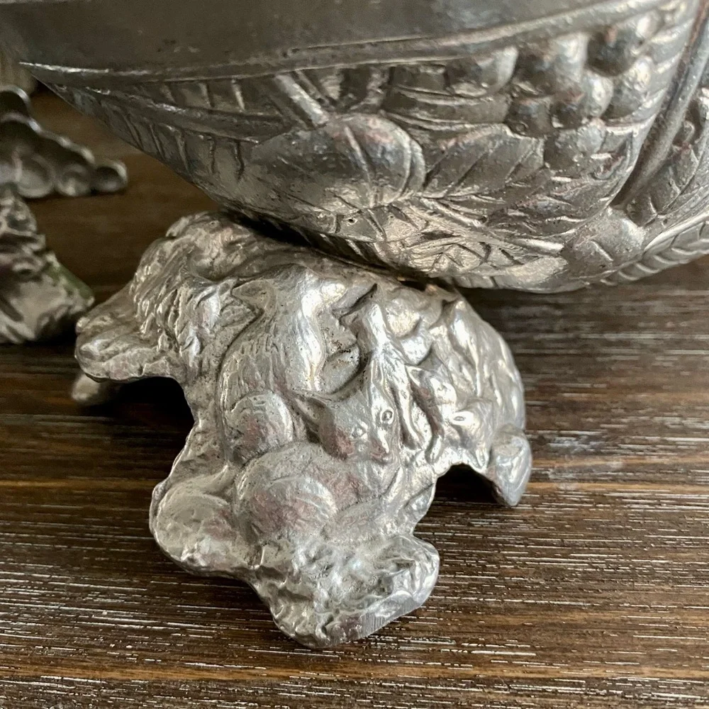 Vtg RARE Arthur Court Cornucopia Wine Cooler Bucket Cast Aluminum Grapes‎ Foxes